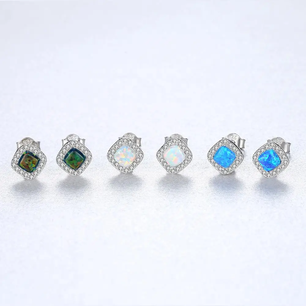 

CZCITY 925 Silver European Style Fine Jewelry Female for Young Girls Opal Earrings Women