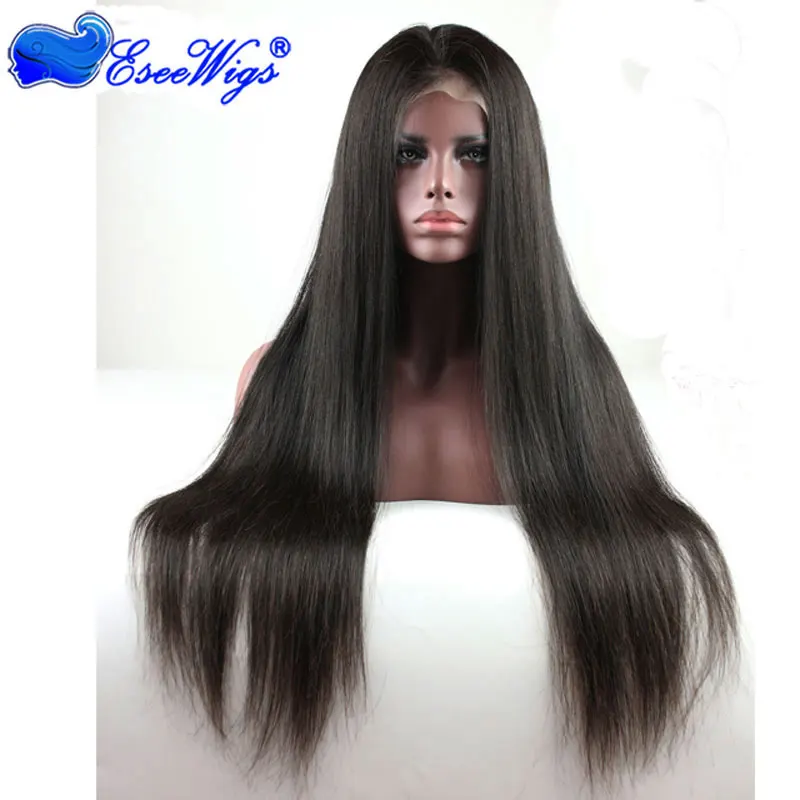 

Brazilian Human Hair Straight Natural Color Glueless Front Lace Wig