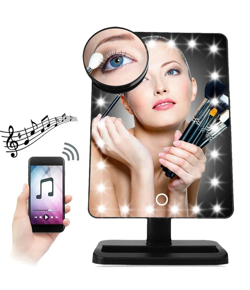 

2018 Adjustable 10XMagnifying 20LED lighted Vanity Make-up Cosmetic Mirror with wireless speaker, Black,white,pink,gold,rose gold
