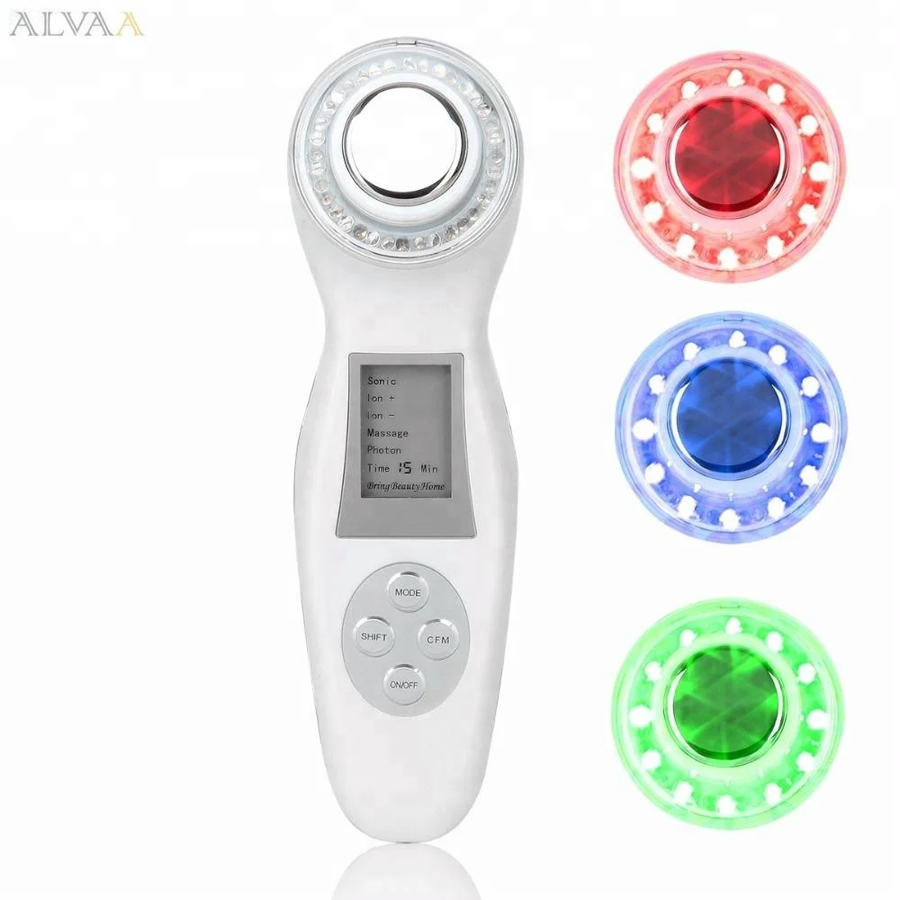 

Good price galvanic electronic 3 color photon light therapy facial skin sonic massager machine, White;red or oem color