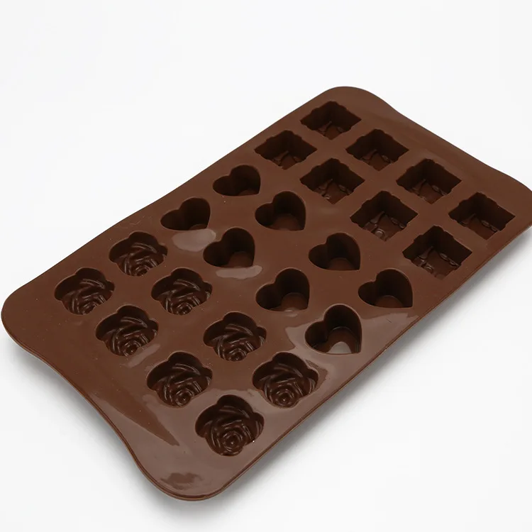 

Heat Resisting Silicone Heart Acrylic Chocolate Mould Flower Heart Cube Shape Food Grade Magnetic Chocolate Mould, Brown