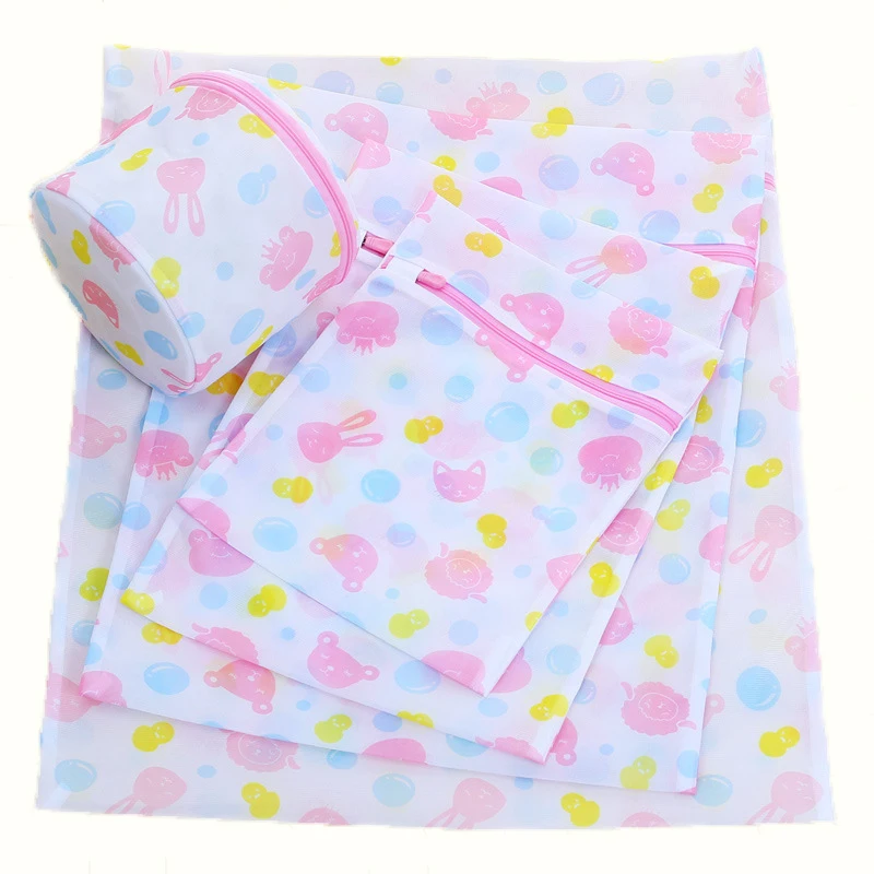 2019 Portable collapsible mesh square bag fine mesh Printed cartoon printing gift laundry bag