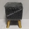 Small Round Footstool Ottoman Pouffe Stool Fabric Bedroom Wooden Legs Padded