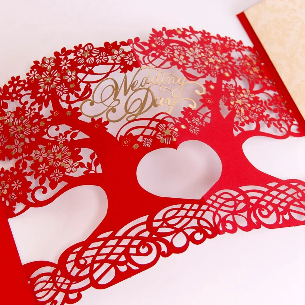 Laser Cut Tree Wedding Invitations Cards Personalized Customized