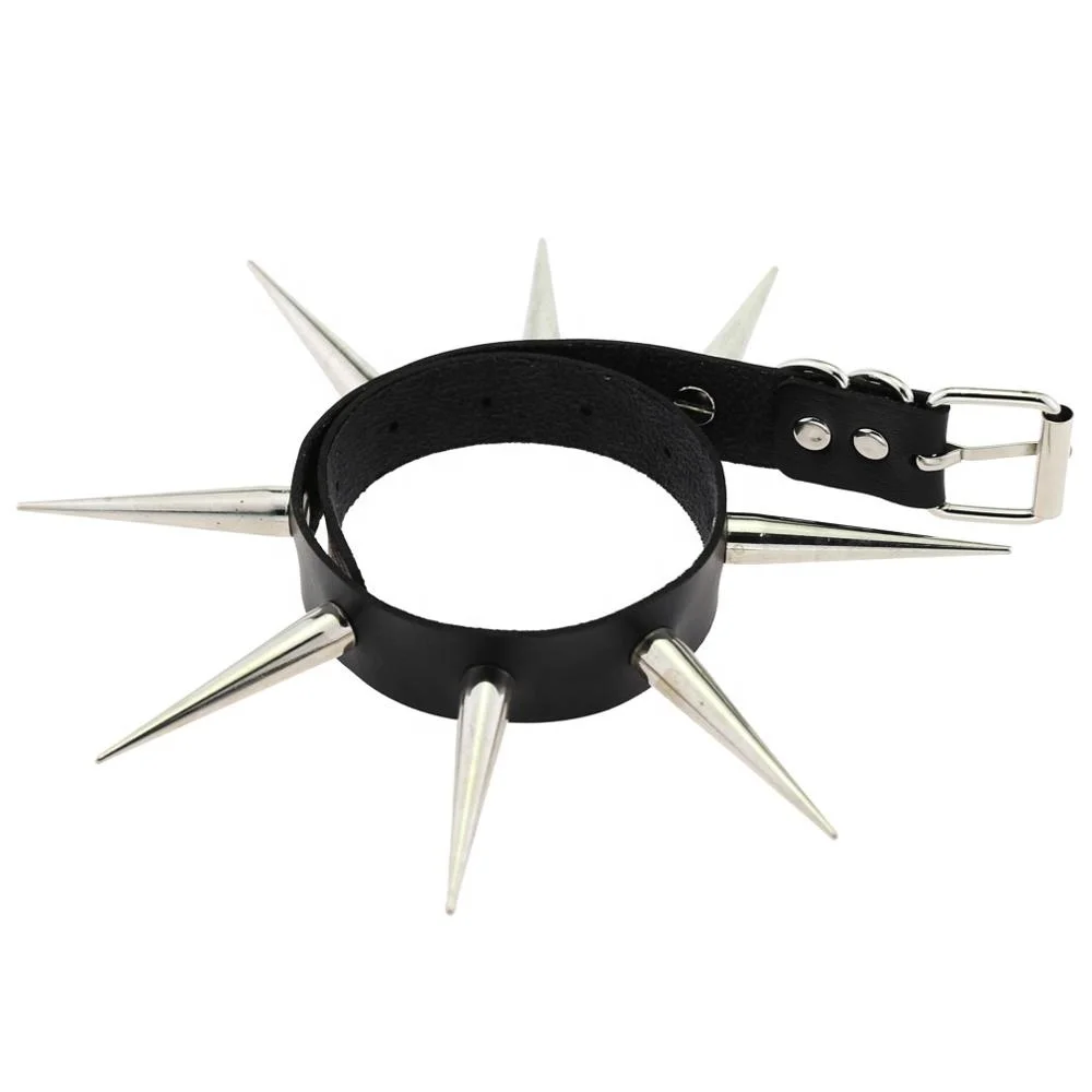 

Gothic Spiked Punk Choker Collar With Long 5.5cm Spikes Rivets Handmade Chocker Necklace Silver Goth Jewelry, 16 colors