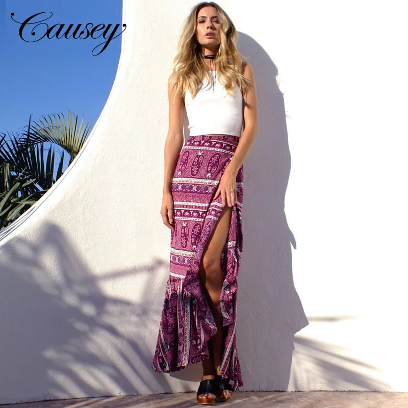 

CS0723 Wholesale Amazon Latest Design Women's Bohemian Chiffon Summer Beach Long Maxi Dress, Floral/tropical print