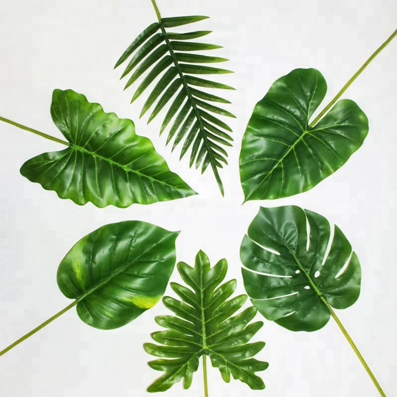 

Ins style DIY real touch plastic artificial tropical leaves for home decoration, Natural color