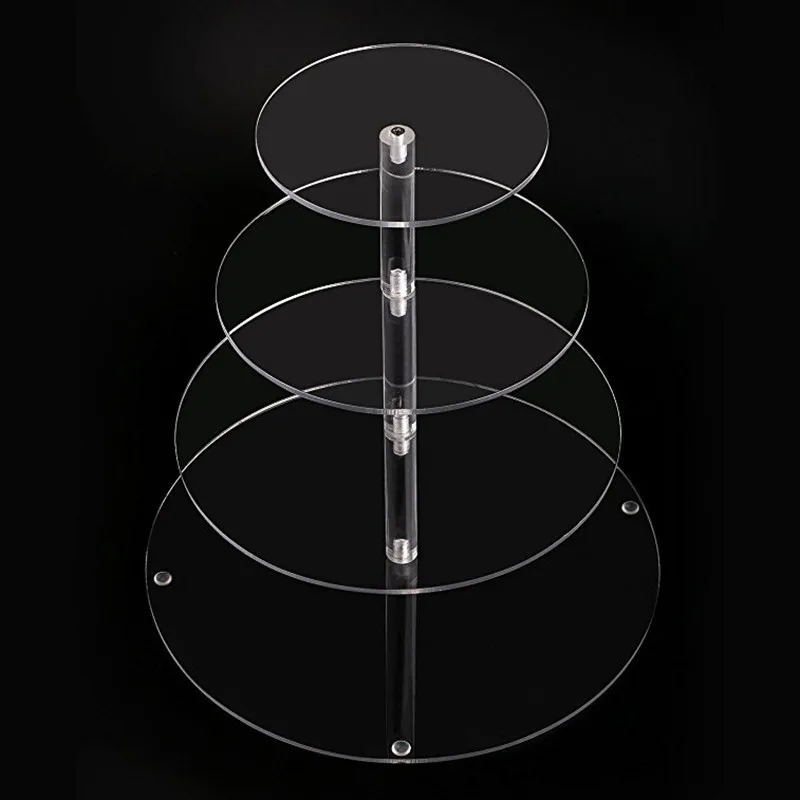 4 Tiers Transparent Cake Stand Acrylic Wedding Birthday Party Cupcake Round Holder Events Dessert Sugar Display Stand