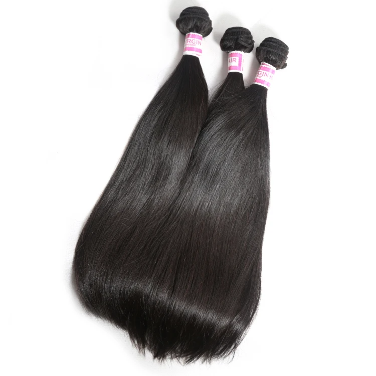 

JP Free Shipping Hair Brazilian Virgin Hair Straight Human Hair Weaves Bundles Wefts Extensions, Natural color