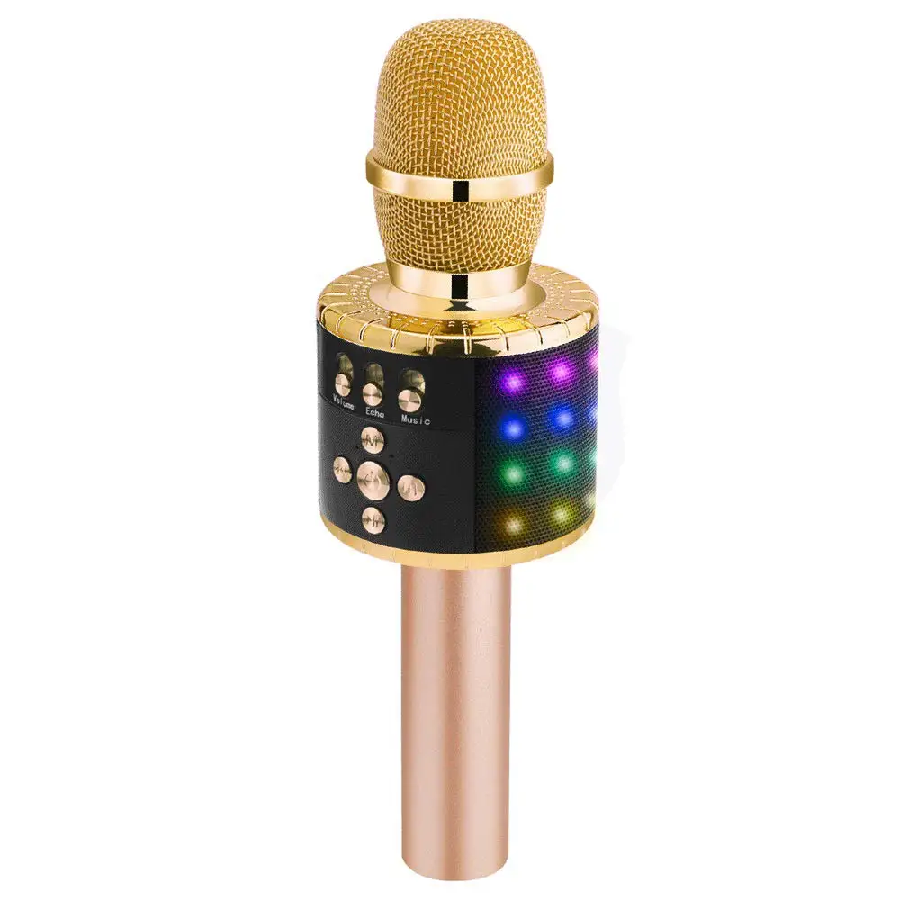 

Amazon hottest sale D18 Wireless Karaoke Microphone with Multi-color LED Lights Handheld Home Party Karaoke Speaker