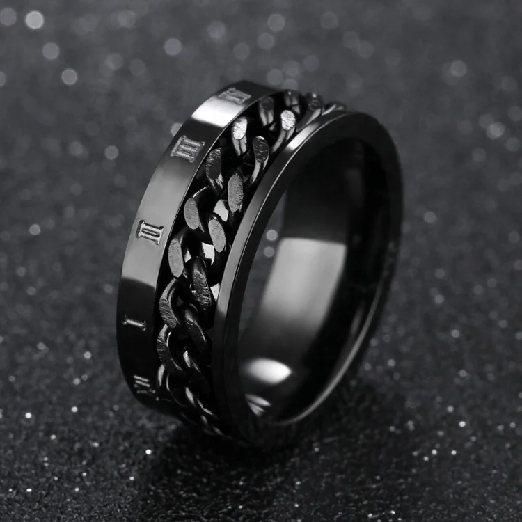 

New wedding gift titanium steel ring roman numeral men black ring, Gold;silver;black