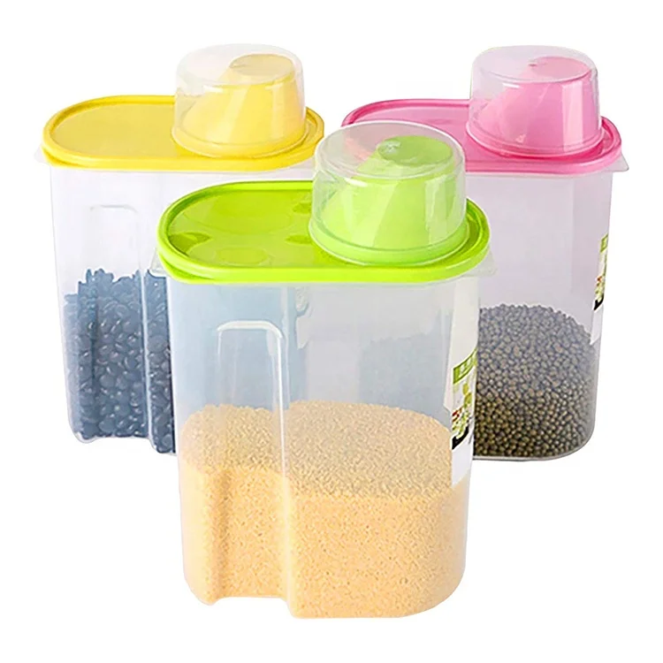 

BPA-Free Dry Cereal Container Dispenser Food Storage Containers with Airtight Design Pour Spout Measuring Cup for Flour Rice, Pink,blue