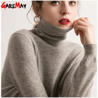 

Spring Cashmere Turtleneck Knitted Sweaters And Pullovers Plus Size Long Sleeve Women's Pullover Woman Turtleneck Sweater