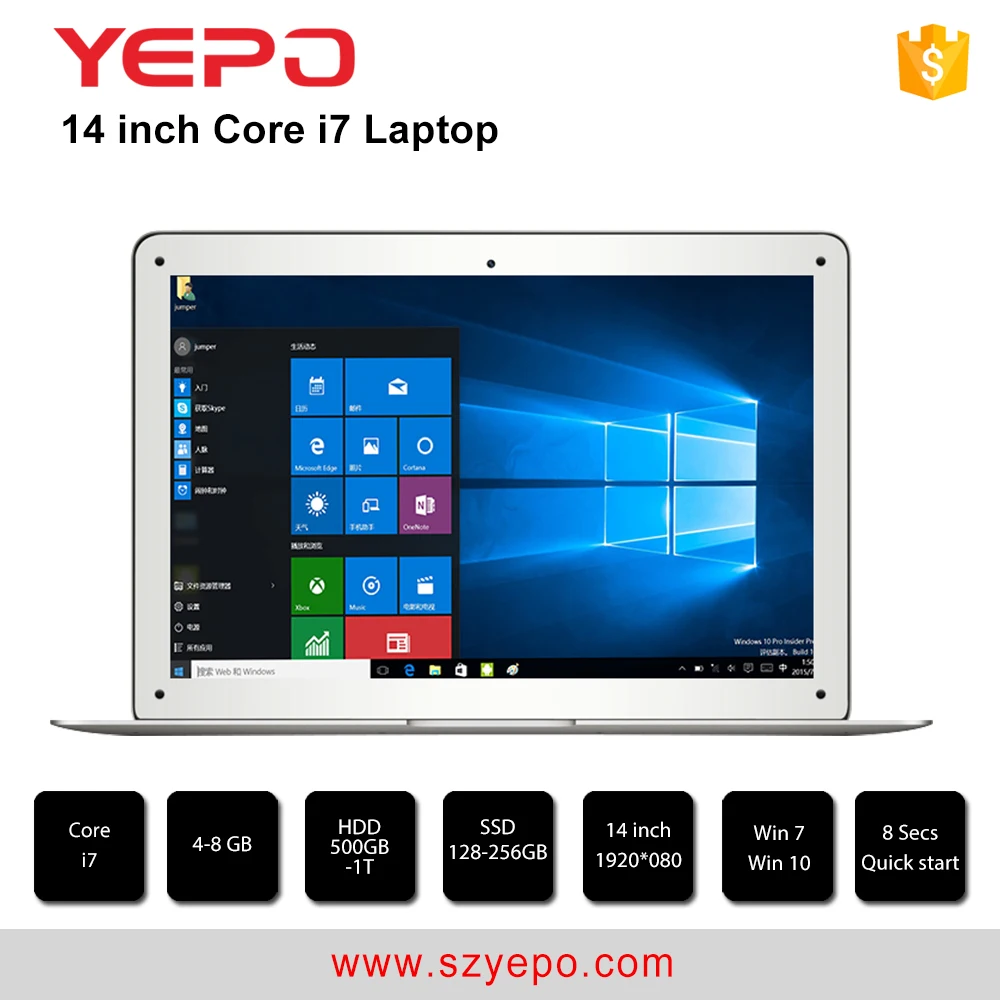 

China top ten selling yepo laptop 14'' notebook 4GB 500GB HDD laptop i7 not used laptop