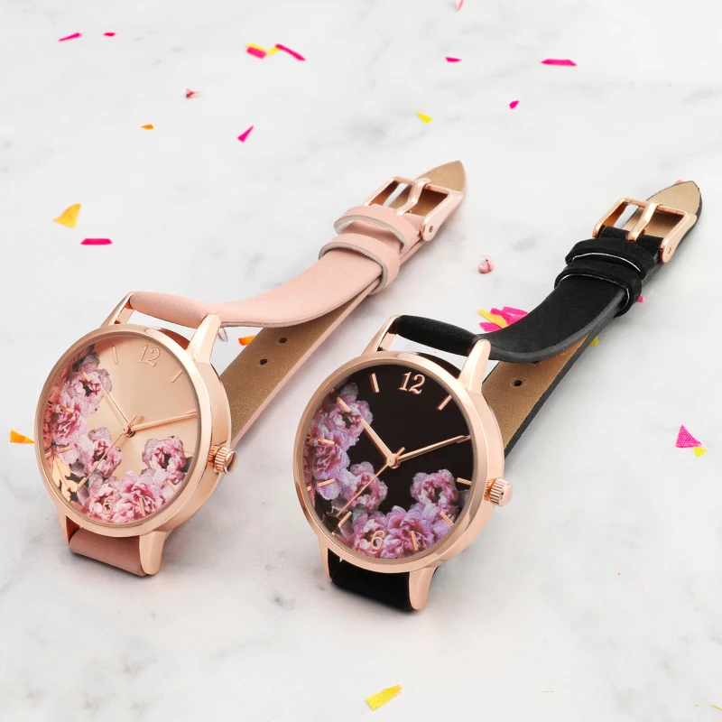 

New design 3D sunray flower dial ladies watch custom brand women beautiful woman watches for girls