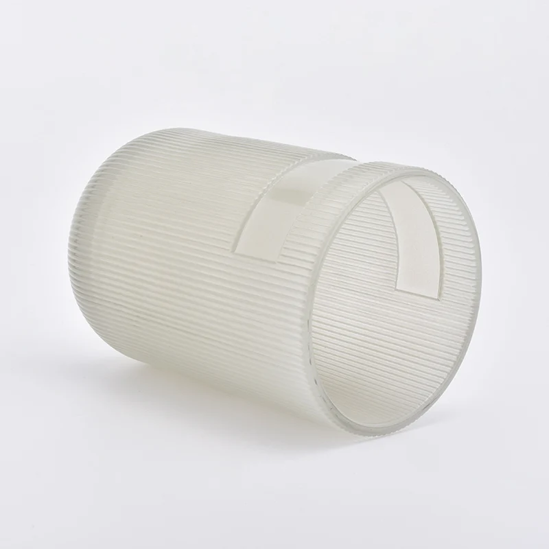 Cylinder customized striped candle vessel glass candle holder home decoration