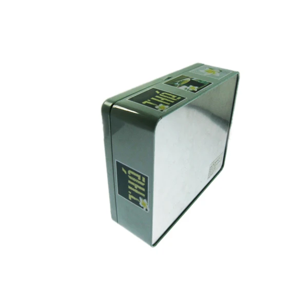Food grade large Rectangle metal hinged lid tin box with 4pcs small square tin box set for tea