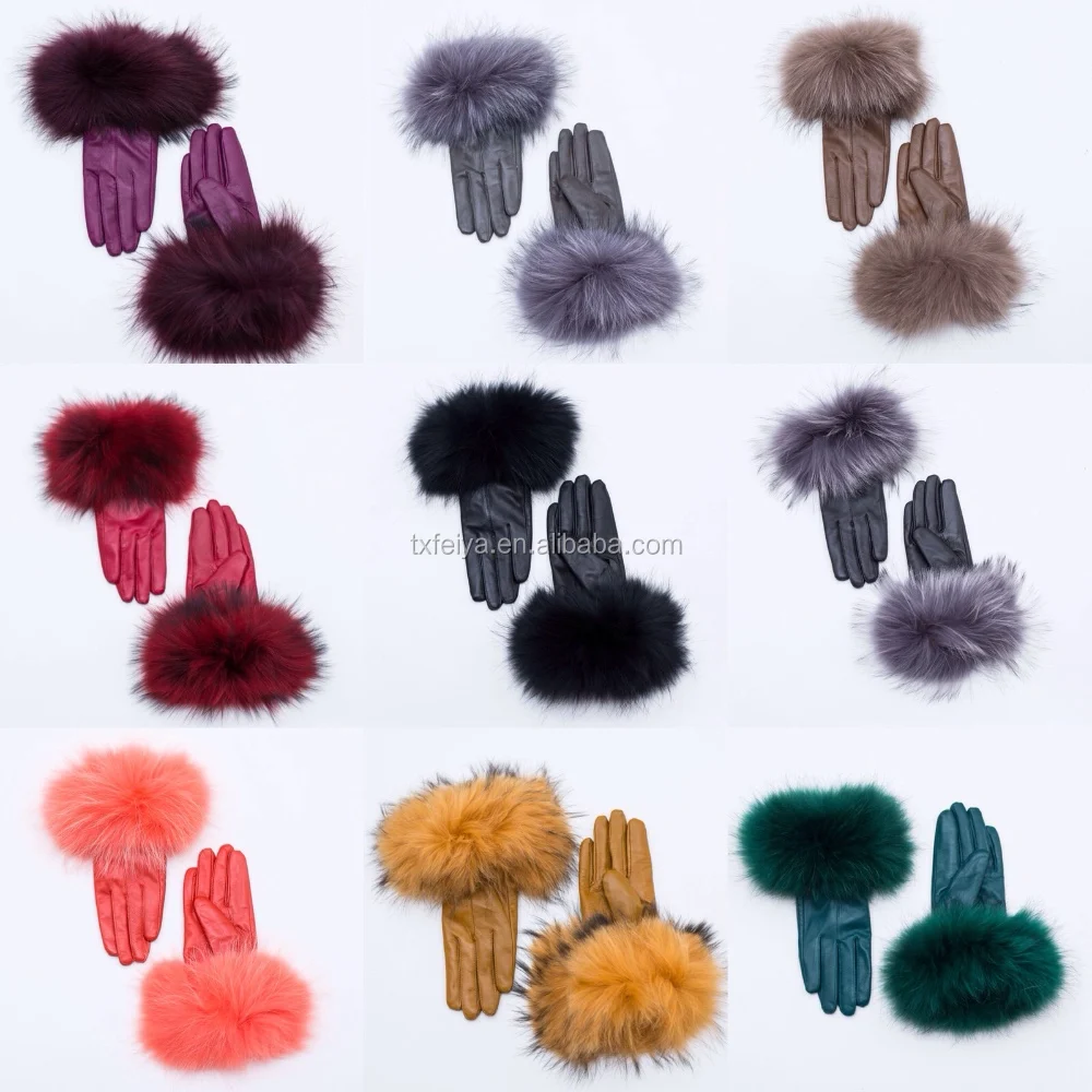 Women Winter Genuine Sheepskin Leather Gloves Raccoon Fur Gloves Buy Raccoon Fur Trim Leather
