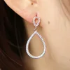 100% 925 sterling silver brass jewelry factory customize women girl dangle tear drop outline micro pave cz sparking earring