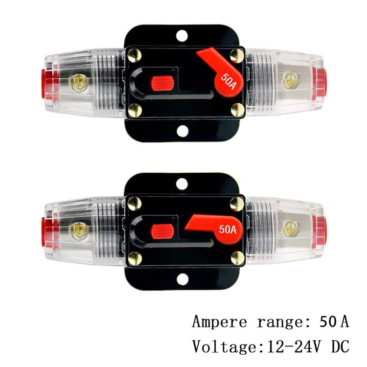 12V-24V DC 50A Car Audio Inline Circuit Breaker Reset Fuse Holders Inverter 12V-24V DC 50A Car Audio Inline Circuit Breaker Reset Fuse Holders Inverter