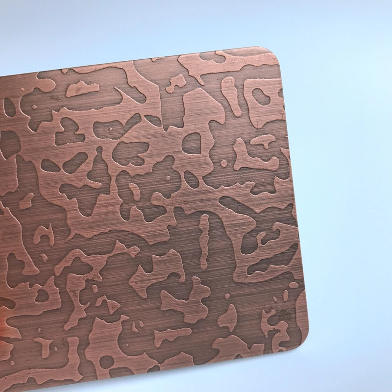 Hairline Polished Antique Brass Plating Etched Stainless Steel Sheet 316