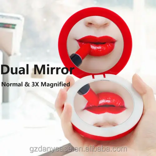

Hansong Pocket mirror with high quality vanity mirror factory, Black/white/red/gold
