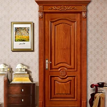 HS-YH8040 منحوتة خشبية مدخل الكرز الصلبة الخشب داخلي الأبواب