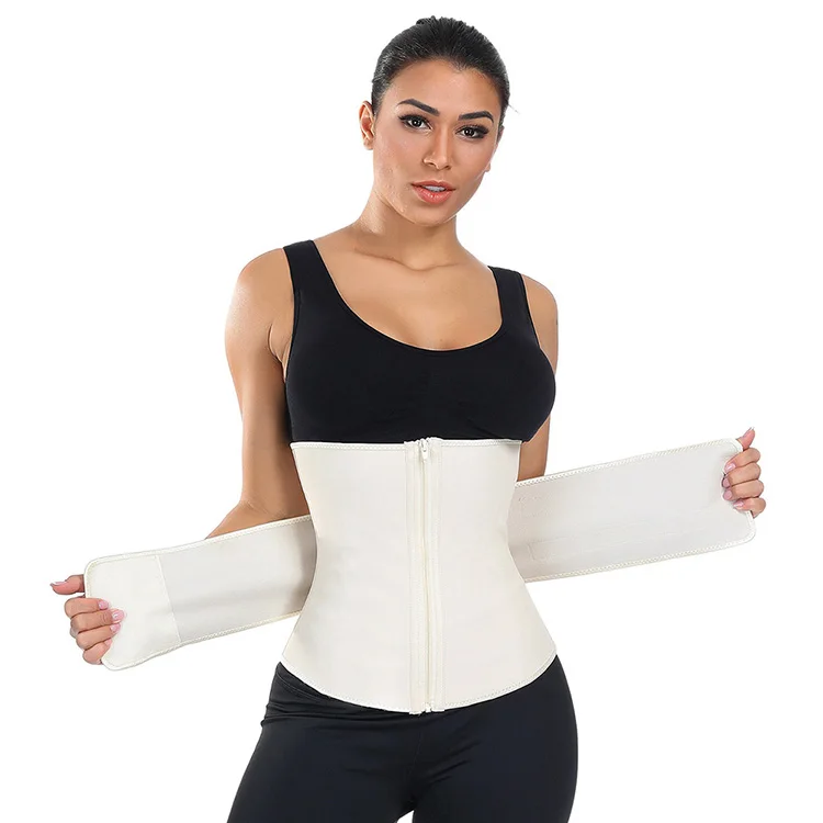 

Feelingirls Explosive Skin Color 7 Steel Bone 100% Latex Plus Size Waist Cincher Trainer Corset