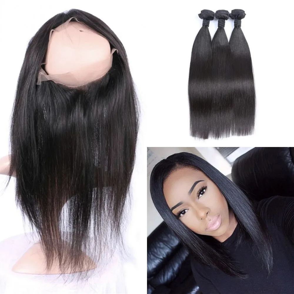 360 Elastic Band Lace Frontal Closure With Human Hair Weaves