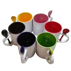 Image of Hot Sale Blanks Ceramic Mugs for sublimation with Spoon in Handle