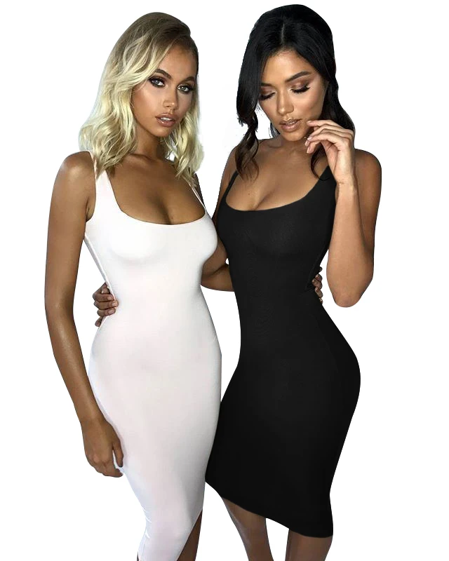 TOB summer dress 2019 Amazon hot sale sexy vest dress women large size knee dress JZ223