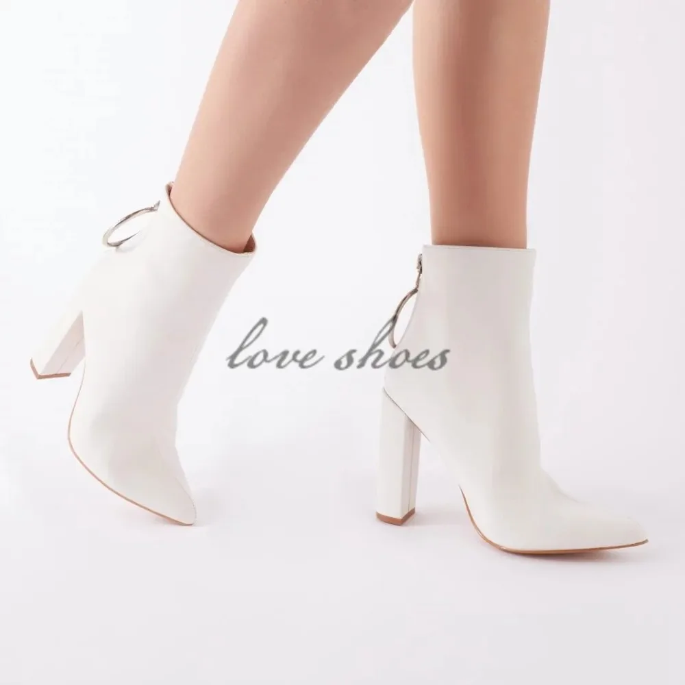pointed toe ankle boots block heel