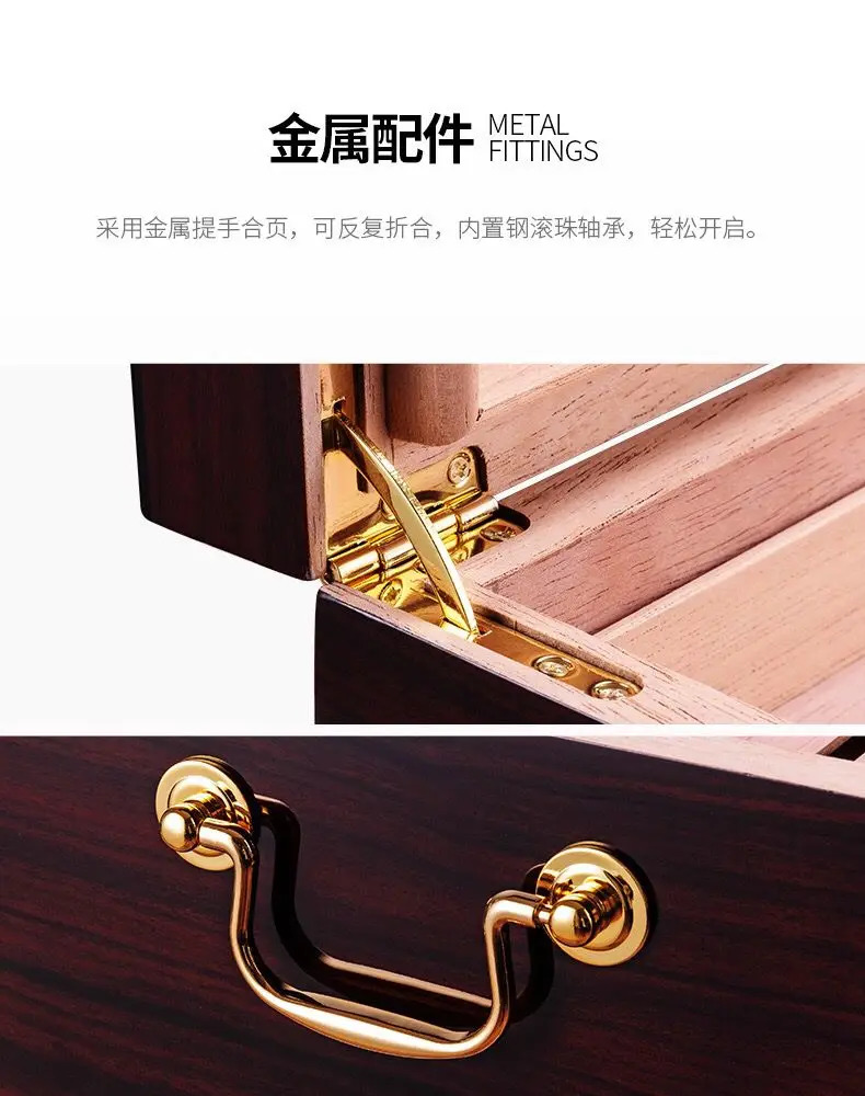 Christmas customized high-grade multi-layer moisturizing piano paint cedar wood cigarette gift handmade wooden humidor cigar box