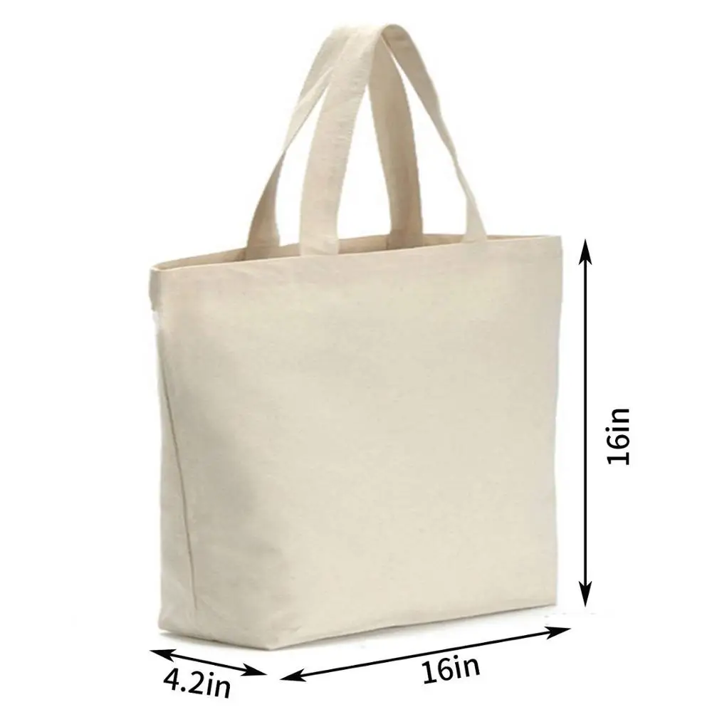 

Canvas Tote Bag 2PCS Bottom Gusset 16" W X 16" H X 4.2" Heavy 12oz Tote shopping bag Washable grocery tote bag