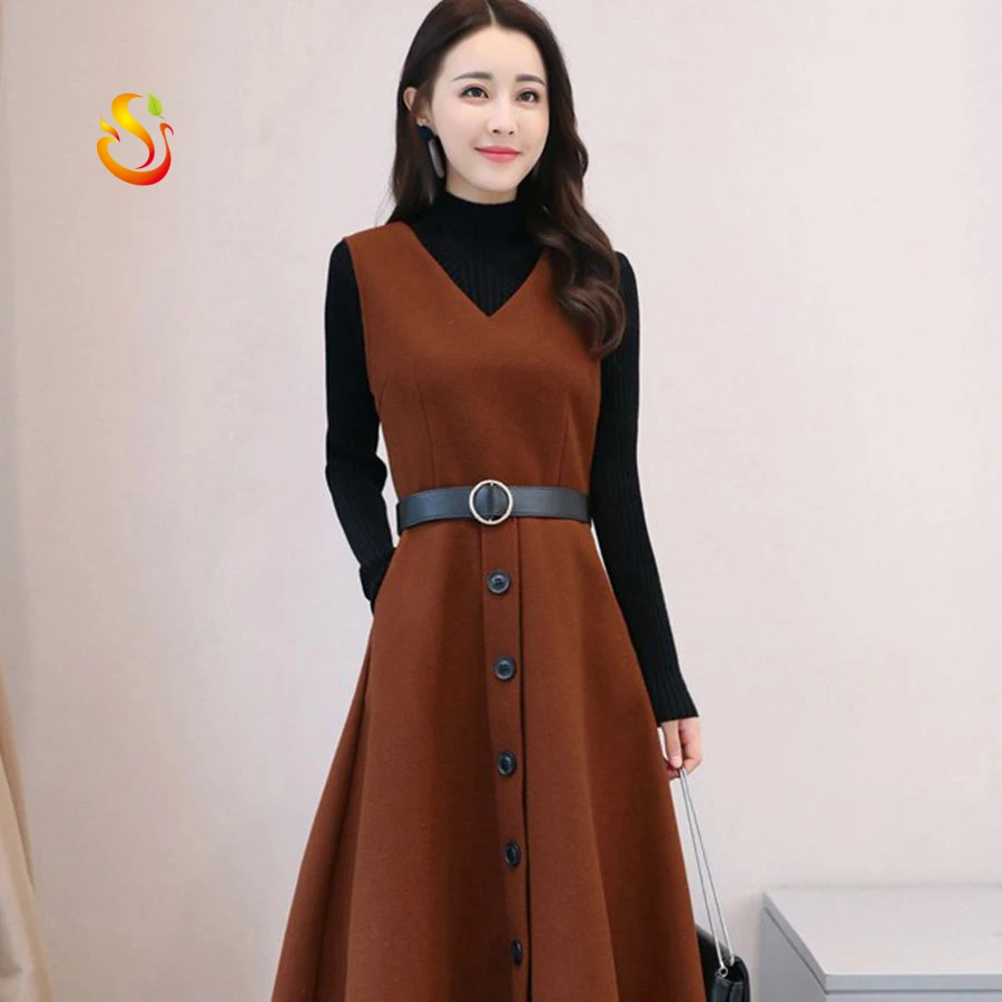 Vestido De Lana De Manga Larga Para Mujer,Falda De Traje De Dos Piezas,Moda  Coreana,Otoño E Invierno - Buy Vestido Casual,Vestido Largo,Vestido De Las  Mujeres Product on Alibaba.com