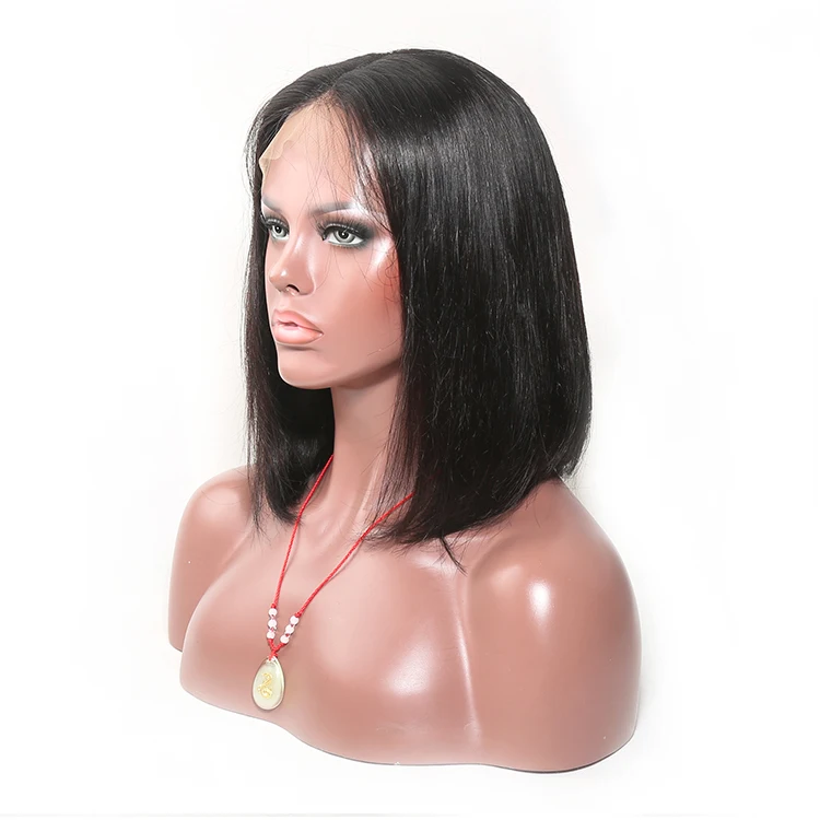 Aliexpress Popular Brazilian Side Part Short Straight Lace Front Wig, Real 14 Inch Bob Lace Wigs For African American