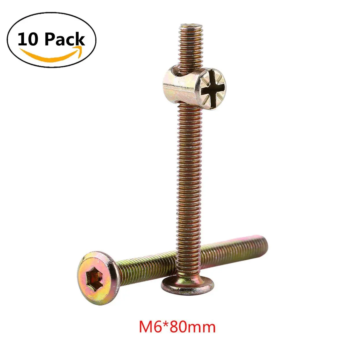 uxcell M6x100mm Furniture Bolt Nut Set Hex Socket Screw with Barrel Nuts Phillips-Slotted 10 Sets