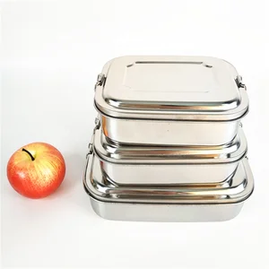 Image of Portable 2 section food container 16cm stainless steel lunch box