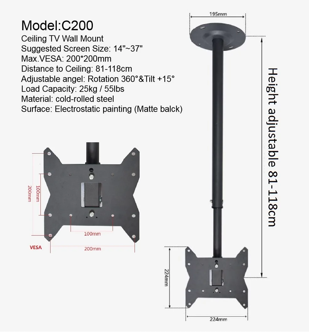 Hot Selling Heavy Duty Flip Down Lcd Tv Ceiling Mount Bracket 26