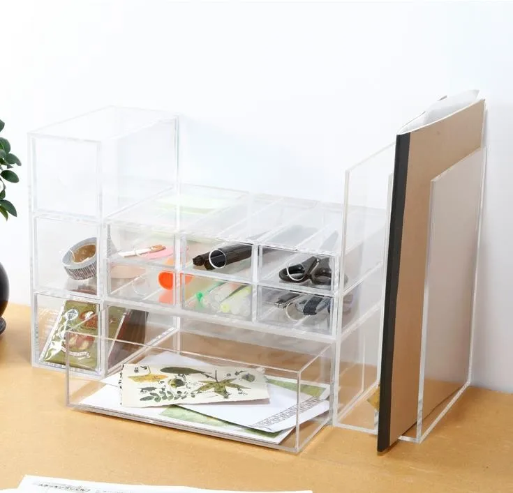 Acrylic Desk Organizer Clear Paper Tray File Storage for Office