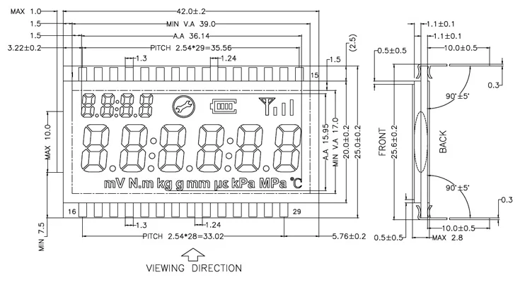 Industrial Ultra Wide Temperature 6-Bit Pen Segment LCD Screen GDC0689