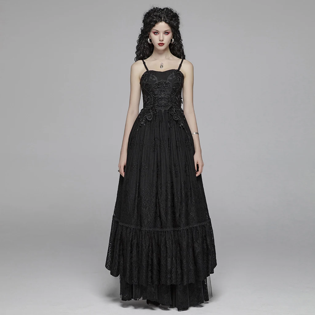 Punkrave Wq-421 Women Evening Dress Gothic Tube Top Long Lace Sexy ...