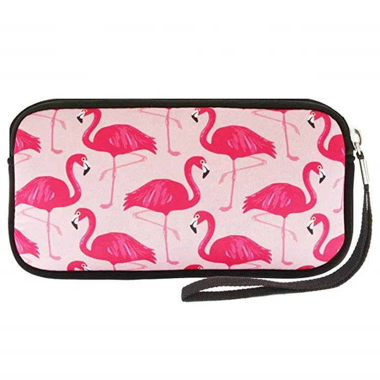 

Premium Customized Flamingo Design Neoprene Cosmetic Bag Multifunction Coin Pouch with Strap