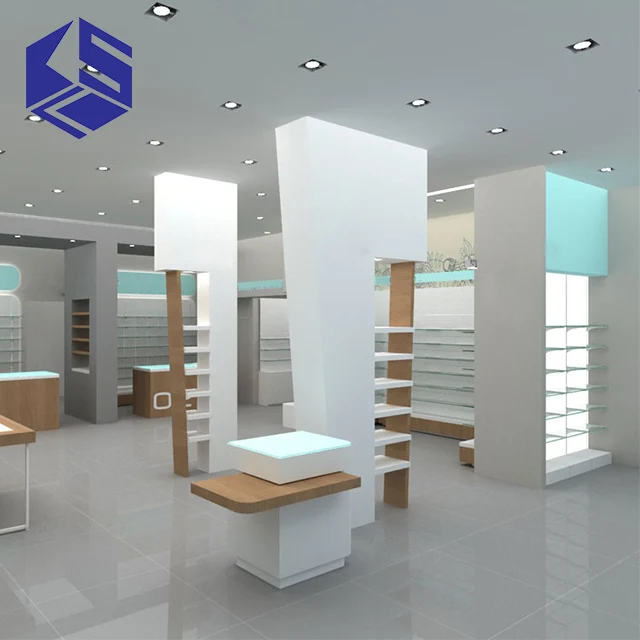 Modern And Simple Medical Store Interior Design Wood Pharmacy Display ...