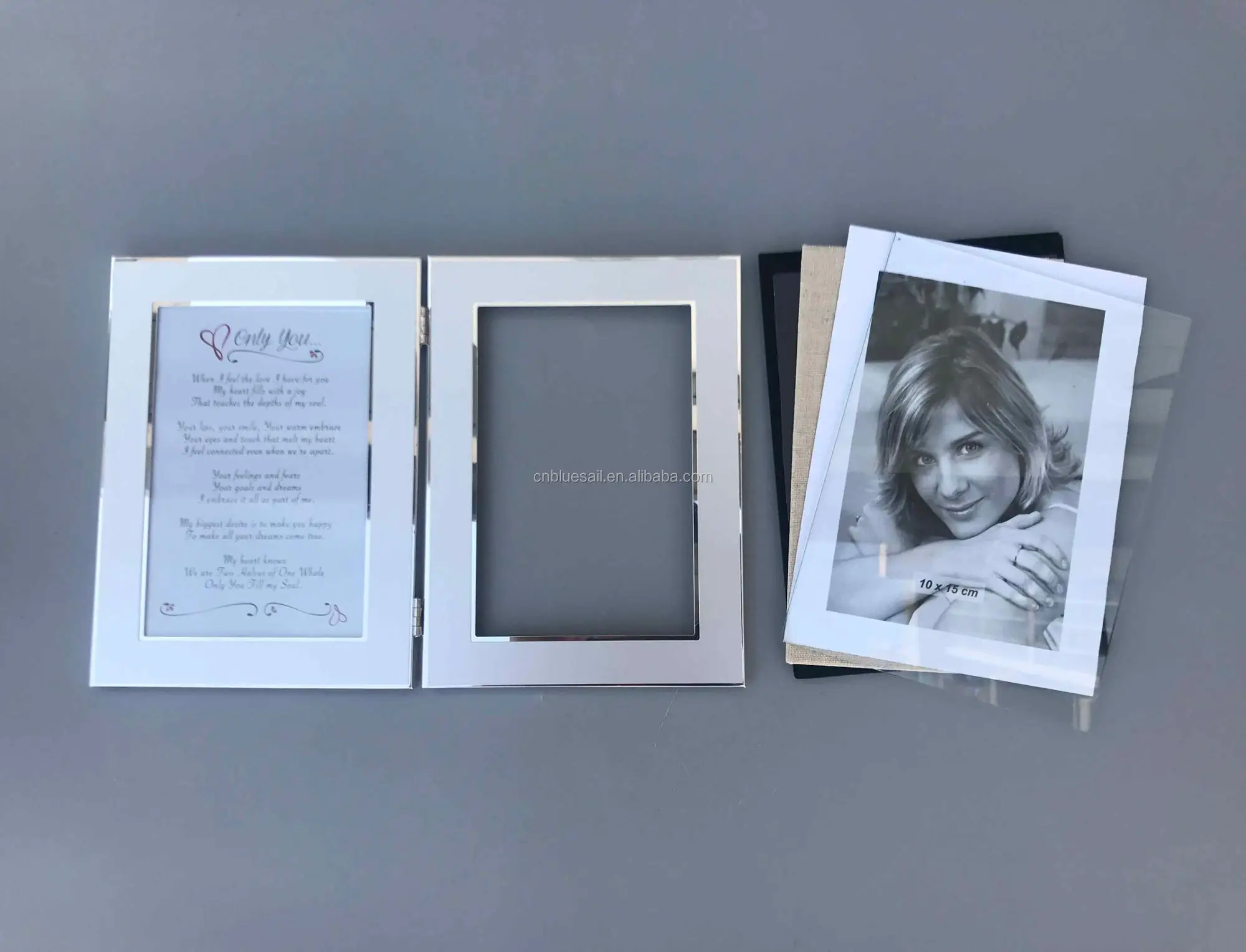 Aluminum Double Photo Frame,4x6" 5x7" Vertical And Horizontal Photo