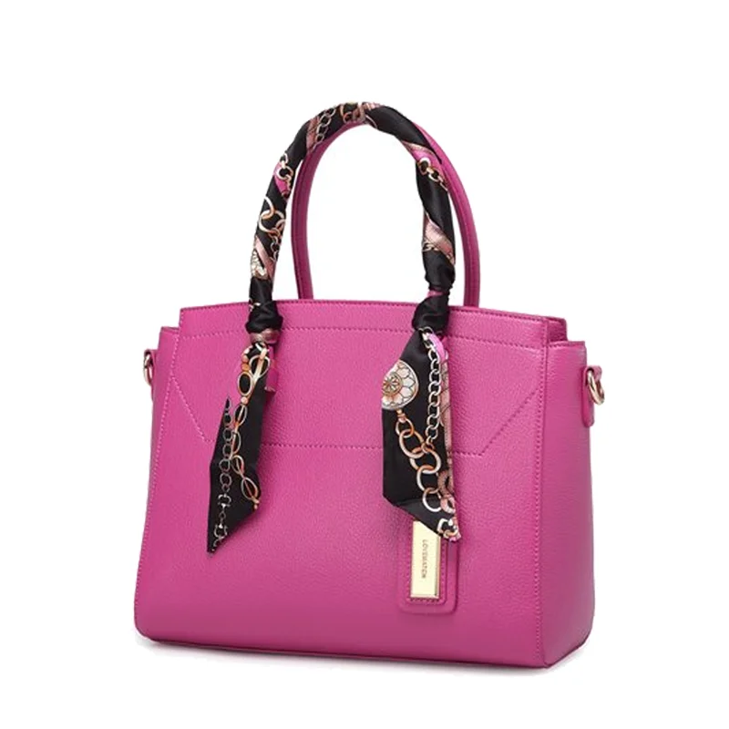 

PU leather handbag new model lady elegant shoulder bag with ribbon, Dkblue and pink