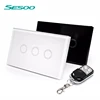 SESOO US Waterproof Electrical Led Wall Wireless Light Touch Panel Electric Glass Rf Digital Wireless Remote Control Switch