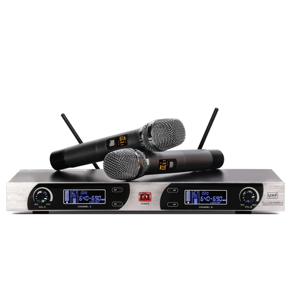 

Professional factory uhf system wireless handheld style microphone, Silver