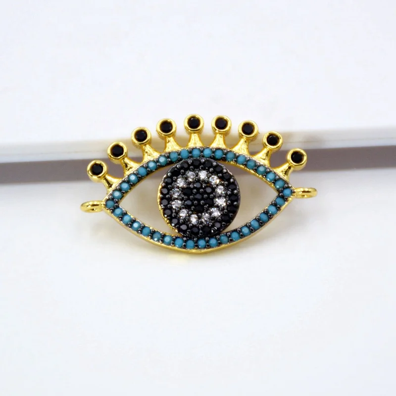 

Metal Copper Micro Pave CZ Evil Eyes Pendant Beads turquoise connector bracelet findings For Jewelry Necklace Making, Multi colors
