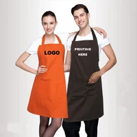 

Free Shipping Customized Your Logo 2 Front Pockets Plain Color Comfortable Unisex Cheap Kitchen Apron